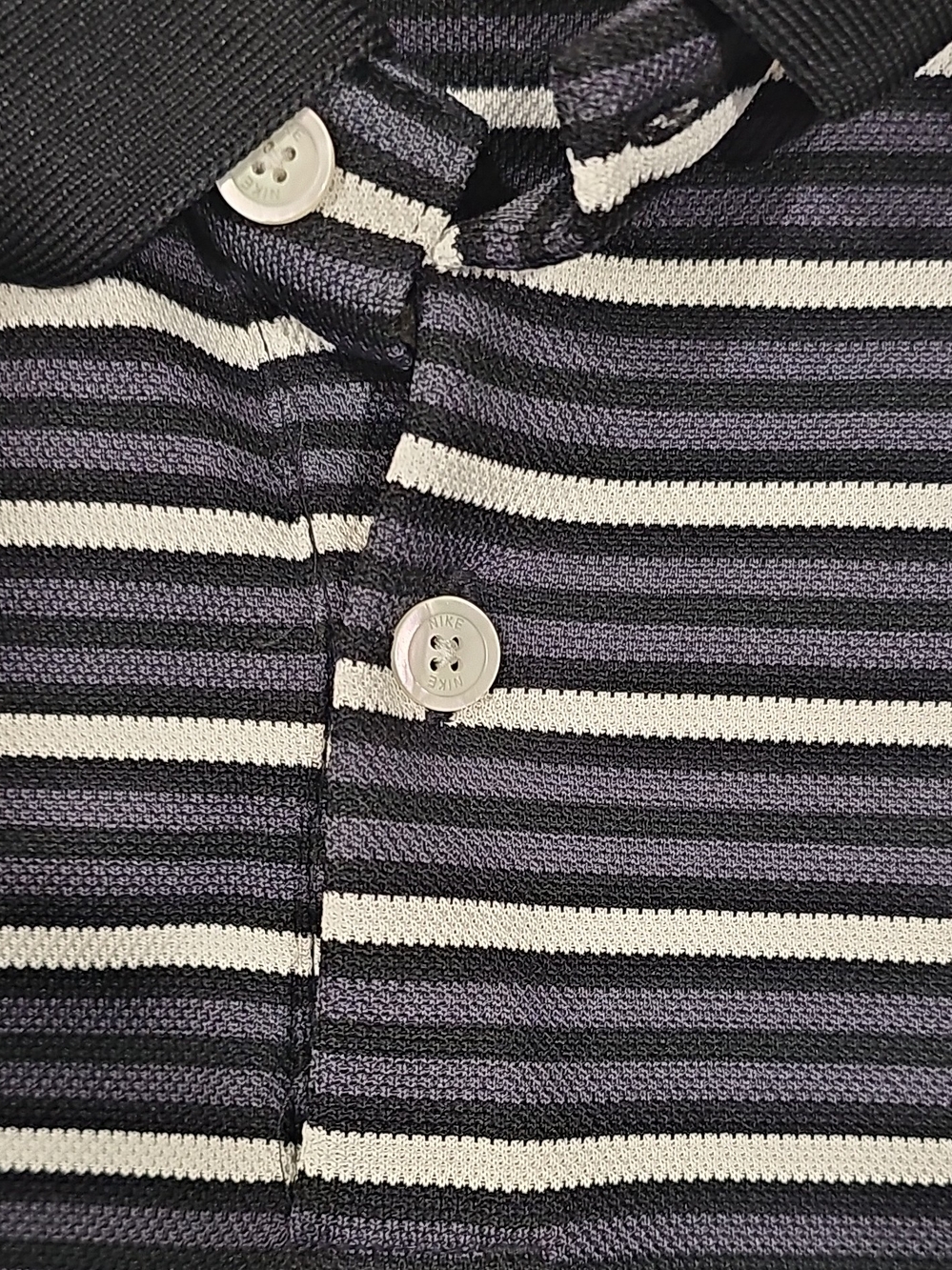 Nike Black, White & Dark Gray Striped Dri-FIT Polo XL - Picture 3 of 5